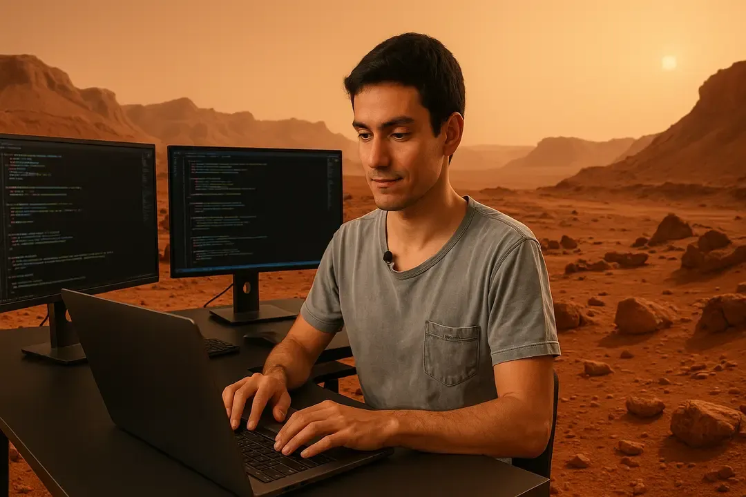 Sebastian Pizarro programando en marte